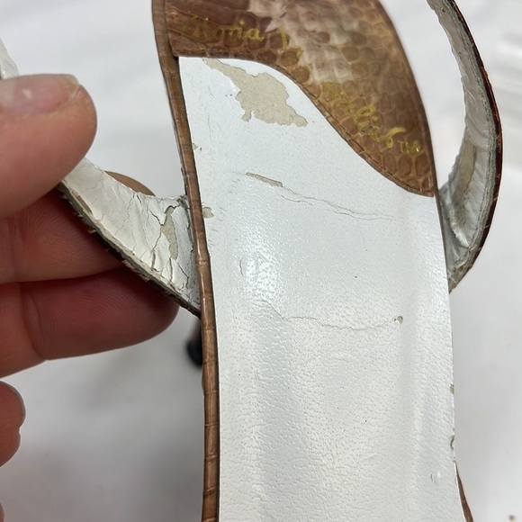 Vintage Gloria Vanderbilt Sz 8.5 Snakeskin Open Toe Heel Sandals - Picture 8 of 12